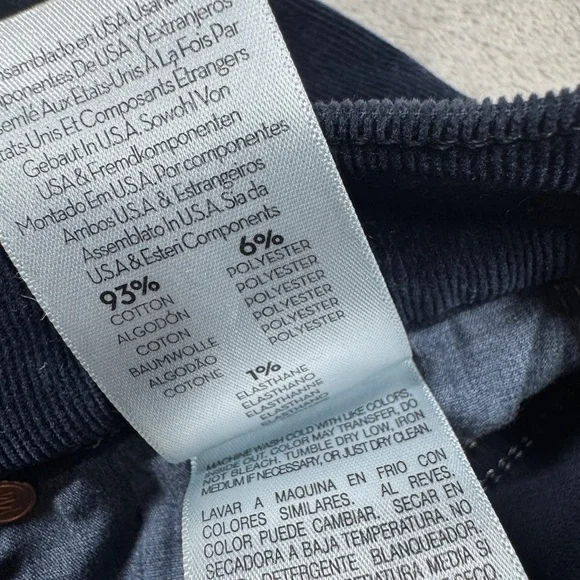 MOTHER Mid Rise Dazzler Corduroy Ankle Fray Night Sky Dark Navy Blue Pants 24 - Picture 16 of 16